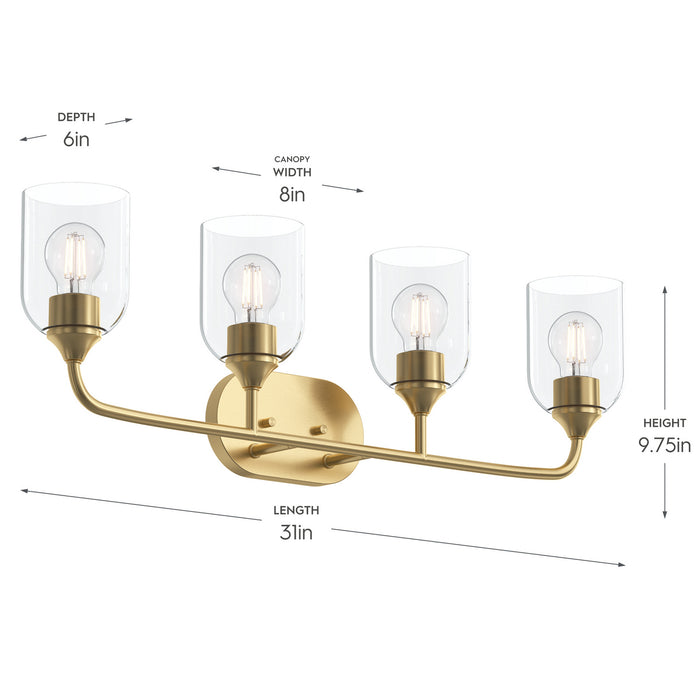 Myhouse Lighting Progress Lighting - P300574-191 - Four Light Bath Vanity - Ilia - Brushed Gold
