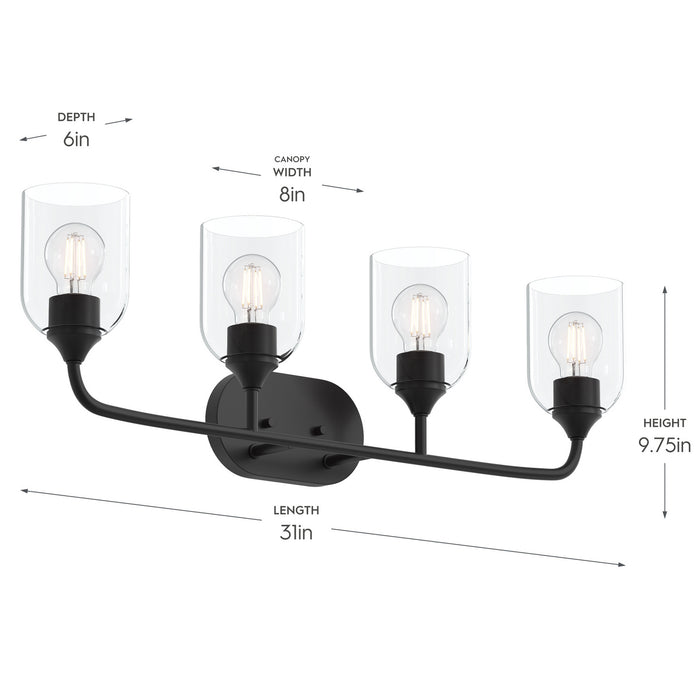 Myhouse Lighting Progress Lighting - P300574-31M - Four Light Bath Vanity - Ilia - Matte Black