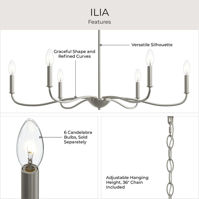 Myhouse Lighting Progress Lighting - P400463-009 - Six Light Chandelier - Ilia - Brushed Nickel