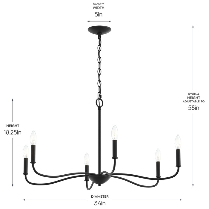Myhouse Lighting Progress Lighting - P400463-31M - Six Light Chandelier - Ilia - Matte Black
