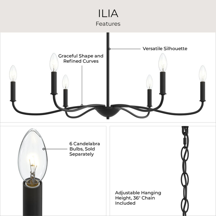 Myhouse Lighting Progress Lighting - P400463-31M - Six Light Chandelier - Ilia - Matte Black