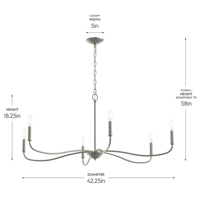 Myhouse Lighting Progress Lighting - P400464-009 - Six Light Chandelier - Ilia - Brushed Nickel
