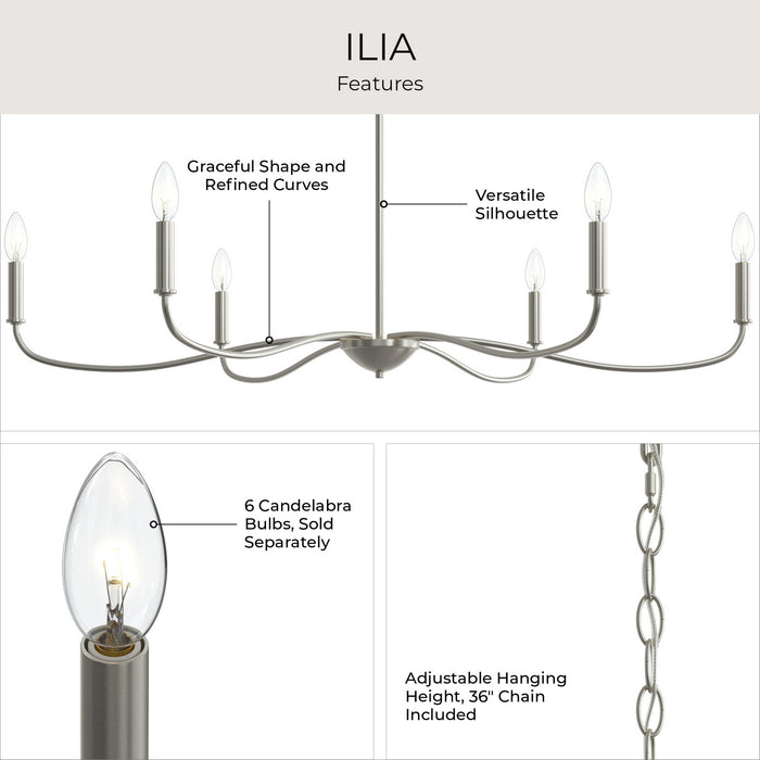 Myhouse Lighting Progress Lighting - P400464-009 - Six Light Chandelier - Ilia - Brushed Nickel
