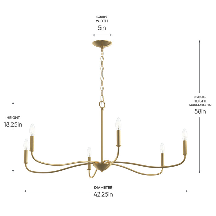 Myhouse Lighting Progress Lighting - P400464-191 - Six Light Chandelier - Ilia - Brushed Gold