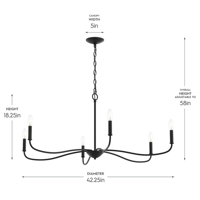Myhouse Lighting Progress Lighting - P400464-31M - Six Light Chandelier - Ilia - Matte Black