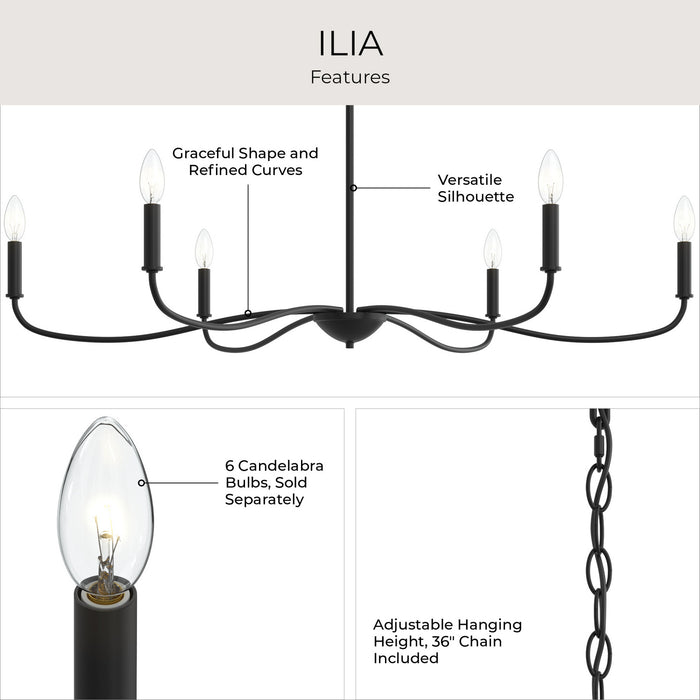 Myhouse Lighting Progress Lighting - P400464-31M - Six Light Chandelier - Ilia - Matte Black