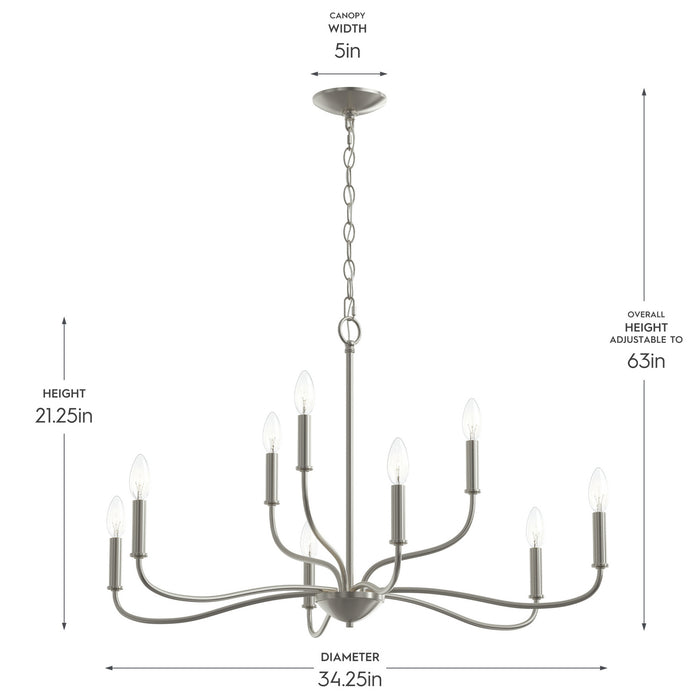 Myhouse Lighting Progress Lighting - P400465-009 - Nine Light Chandelier - Ilia - Brushed Nickel