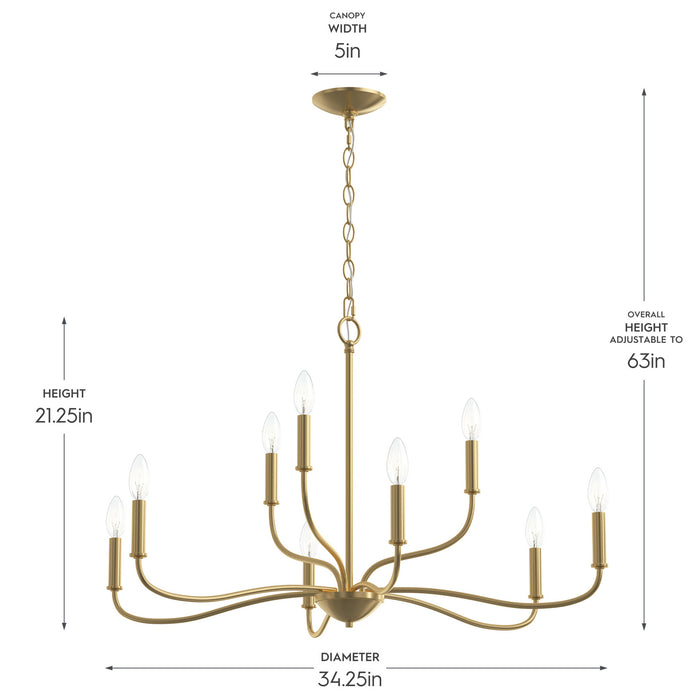 Myhouse Lighting Progress Lighting - P400465-191 - Nine Light Chandelier - Ilia - Brushed Gold
