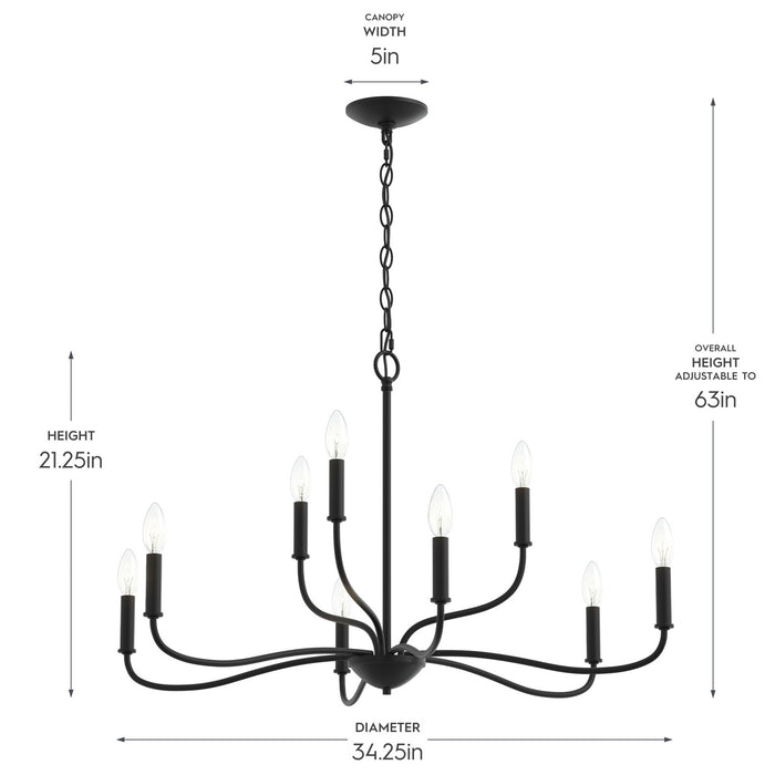Myhouse Lighting Progress Lighting - P400465-31M - Nine Light Chandelier - Ilia - Matte Black
