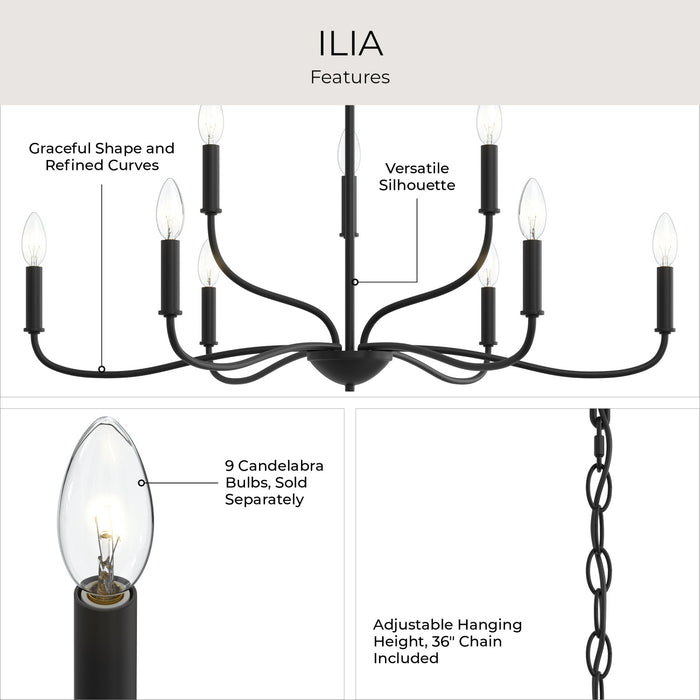 Myhouse Lighting Progress Lighting - P400465-31M - Nine Light Chandelier - Ilia - Matte Black