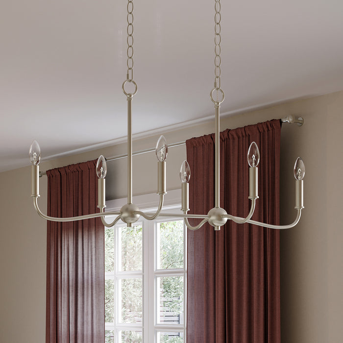 Myhouse Lighting Progress Lighting - P400466-009 - Six Light Linear Chandelier - Ilia - Brushed Nickel
