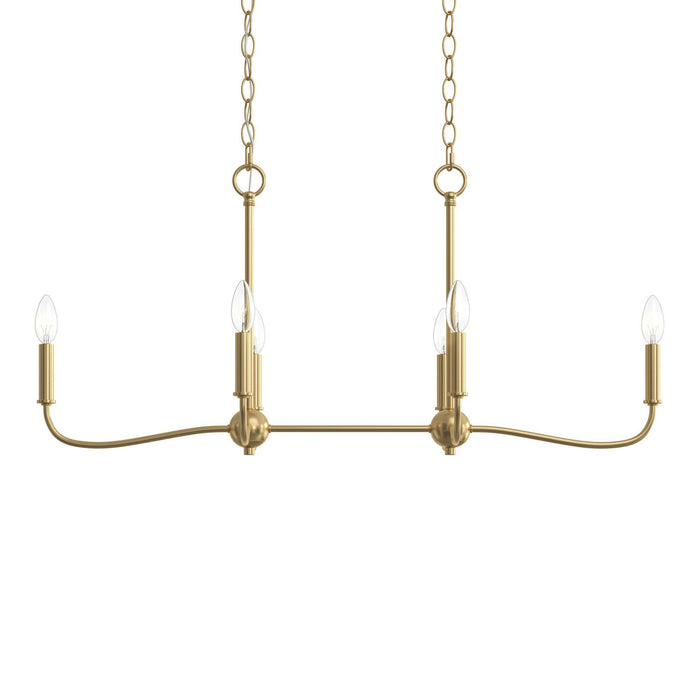 Myhouse Lighting Progress Lighting - P400466-191 - Six Light Linear Chandelier - Ilia - Brushed Gold