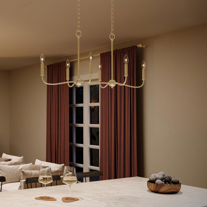 Myhouse Lighting Progress Lighting - P400466-191 - Six Light Linear Chandelier - Ilia - Brushed Gold