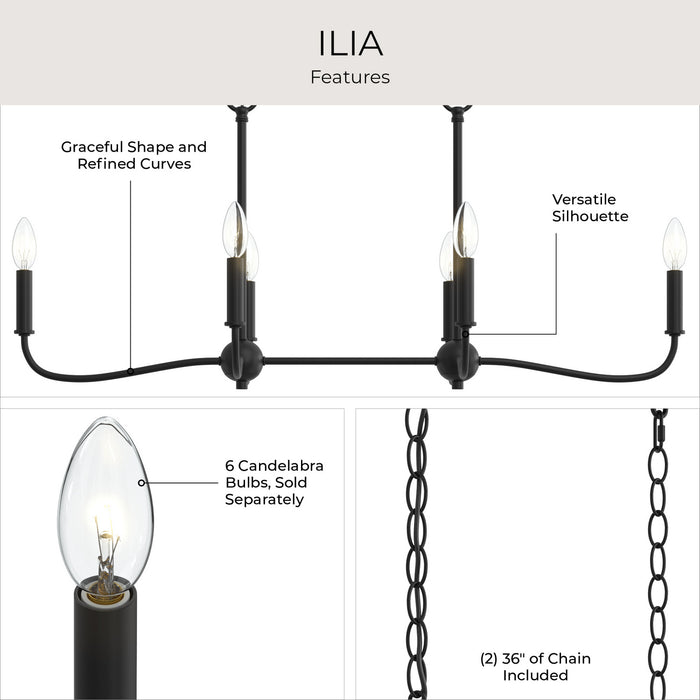 Myhouse Lighting Progress Lighting - P400466-31M - Six Light Linear Chandelier - Ilia - Matte Black