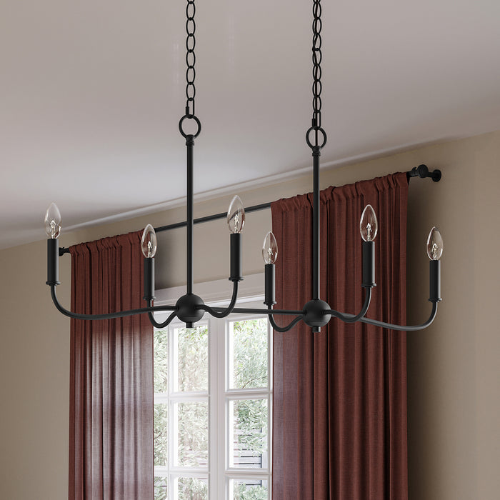 Myhouse Lighting Progress Lighting - P400466-31M - Six Light Linear Chandelier - Ilia - Matte Black