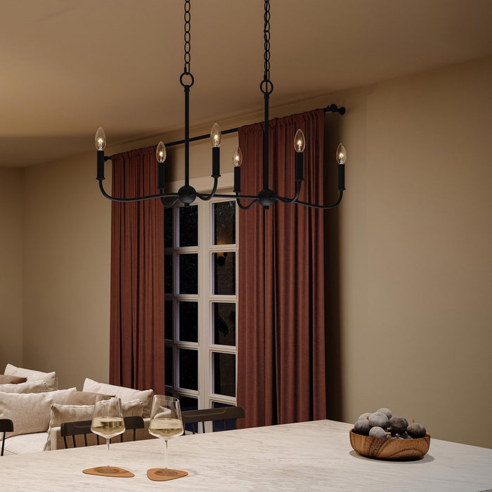 Myhouse Lighting Progress Lighting - P400466-31M - Six Light Linear Chandelier - Ilia - Matte Black
