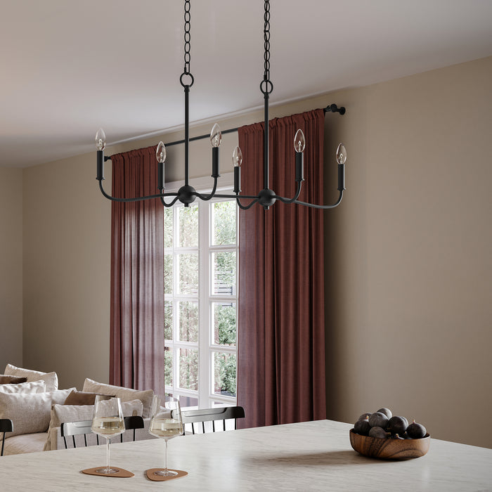 Myhouse Lighting Progress Lighting - P400466-31M - Six Light Linear Chandelier - Ilia - Matte Black