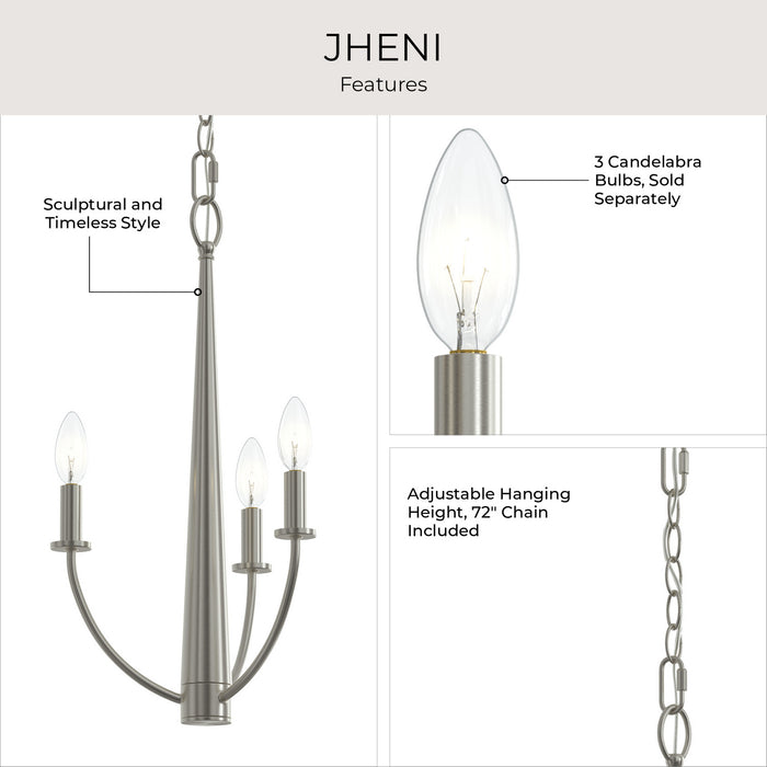 Myhouse Lighting Progress Lighting - P400457-009 - Three Light Chandelier - Jheni - Brushed Nickel
