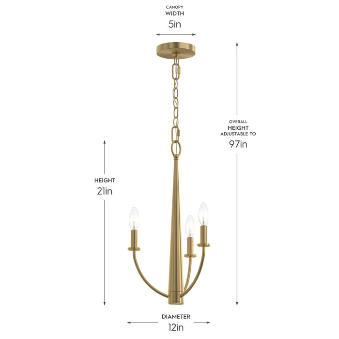Myhouse Lighting Progress Lighting - P400457-191 - Three Light Chandelier - Jheni - Brushed Gold