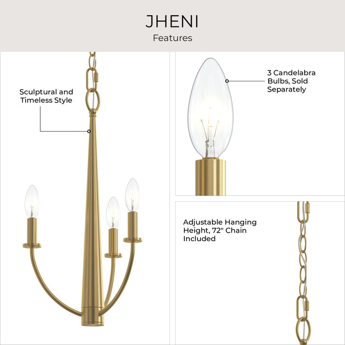 Myhouse Lighting Progress Lighting - P400457-191 - Three Light Chandelier - Jheni - Brushed Gold
