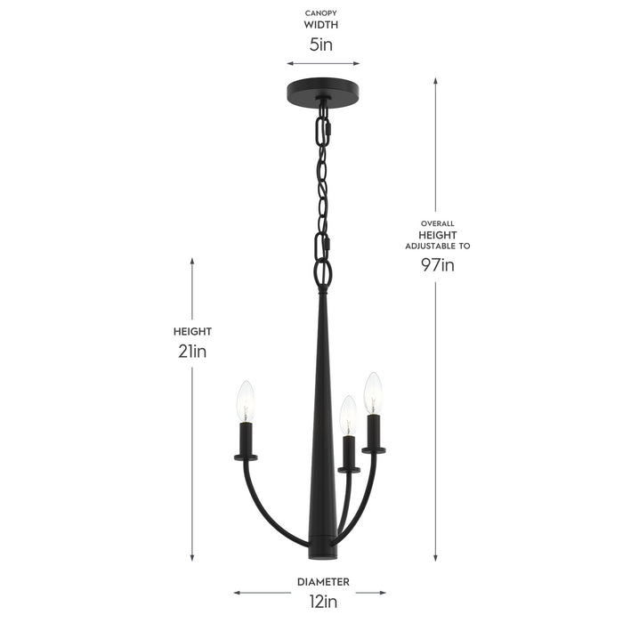 Myhouse Lighting Progress Lighting - P400457-31M - Three Light Chandelier - Jheni - Matte Black