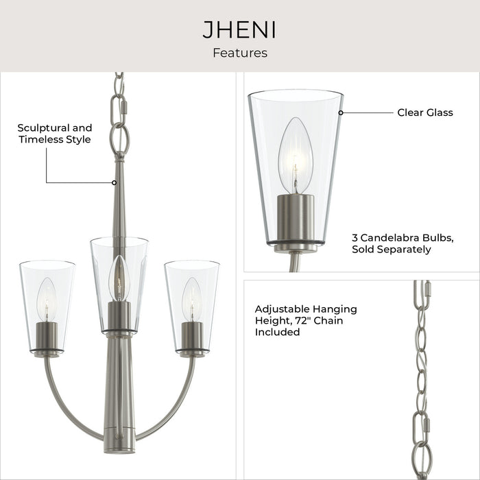 Myhouse Lighting Progress Lighting - P400452-009 - Three Light Chandelier - Jheni - Brushed Nickel