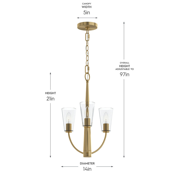 Myhouse Lighting Progress Lighting - P400452-191 - Three Light Chandelier - Jheni - Brushed Gold