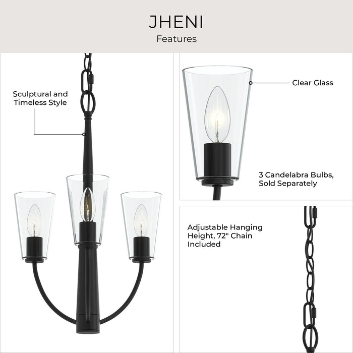 Myhouse Lighting Progress Lighting - P400452-31M - Three Light Chandelier - Jheni - Matte Black