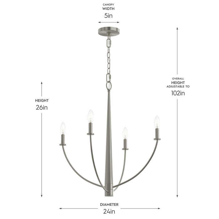 Myhouse Lighting Progress Lighting - P400458-009 - Four Light Chandelier - Jheni - Brushed Nickel