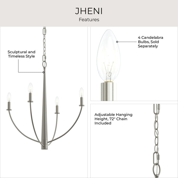 Myhouse Lighting Progress Lighting - P400458-009 - Four Light Chandelier - Jheni - Brushed Nickel