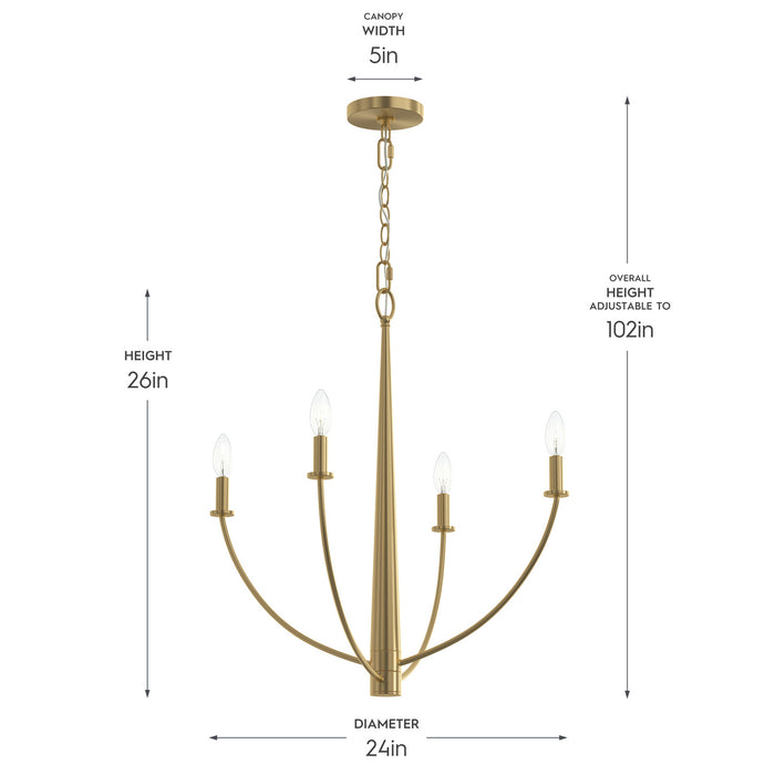 Myhouse Lighting Progress Lighting - P400458-191 - Four Light Chandelier - Jheni - Brushed Gold