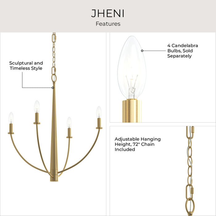 Myhouse Lighting Progress Lighting - P400458-191 - Four Light Chandelier - Jheni - Brushed Gold