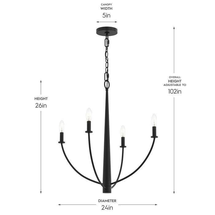 Myhouse Lighting Progress Lighting - P400458-31M - Four Light Chandelier - Jheni - Matte Black