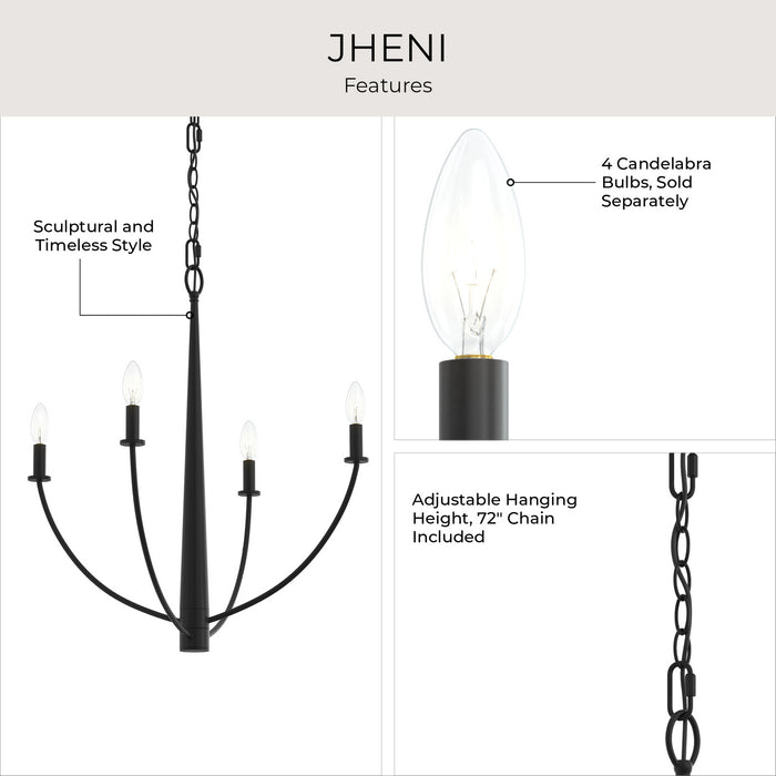 Myhouse Lighting Progress Lighting - P400458-31M - Four Light Chandelier - Jheni - Matte Black