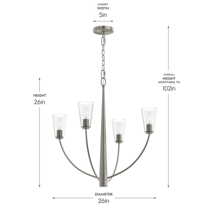 Myhouse Lighting Progress Lighting - P400453-009 - Four Light Chandelier - Jheni - Brushed Nickel