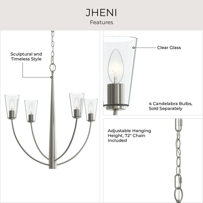 Myhouse Lighting Progress Lighting - P400453-009 - Four Light Chandelier - Jheni - Brushed Nickel