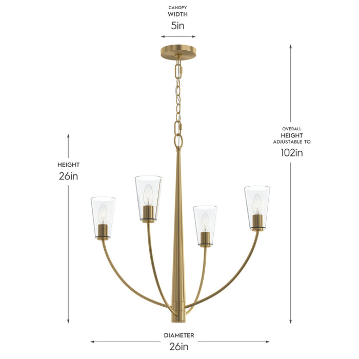 Myhouse Lighting Progress Lighting - P400453-191 - Four Light Chandelier - Jheni - Brushed Gold