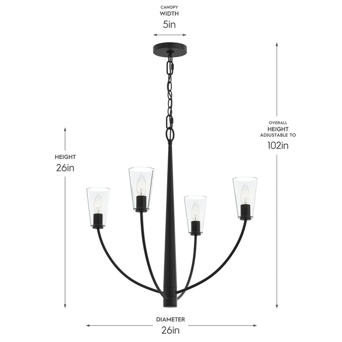 Myhouse Lighting Progress Lighting - P400453-31M - Four Light Chandelier - Jheni - Matte Black