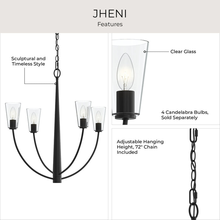 Myhouse Lighting Progress Lighting - P400453-31M - Four Light Chandelier - Jheni - Matte Black