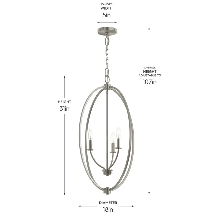 Myhouse Lighting Progress Lighting - P500513-009 - Three Light Foyer Pendant - Jheni - Brushed Nickel
