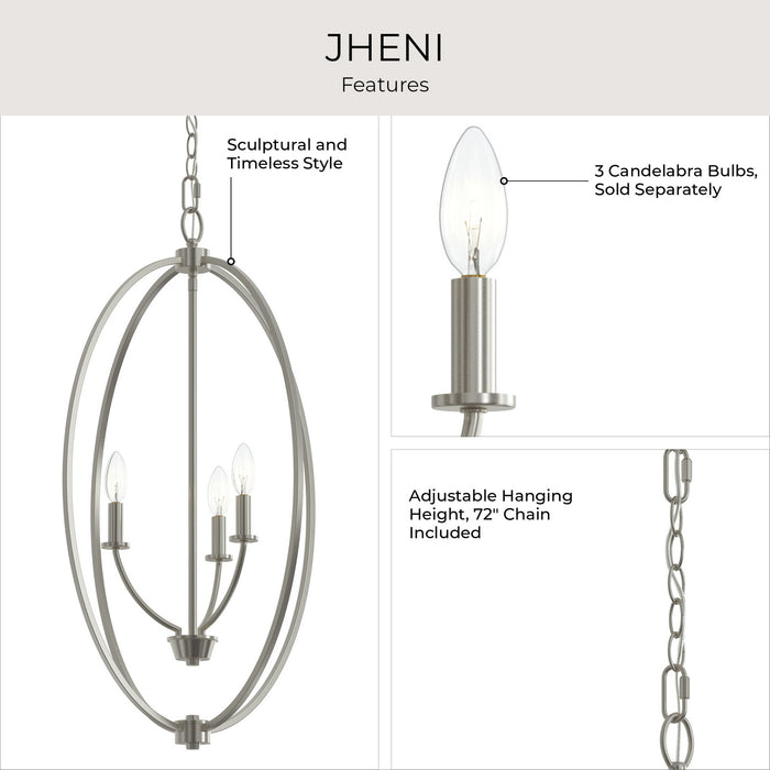 Myhouse Lighting Progress Lighting - P500513-009 - Three Light Foyer Pendant - Jheni - Brushed Nickel