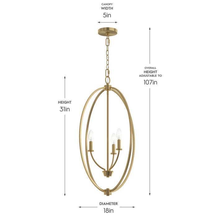 Myhouse Lighting Progress Lighting - P500513-191 - Three Light Foyer Pendant - Jheni - Brushed Gold