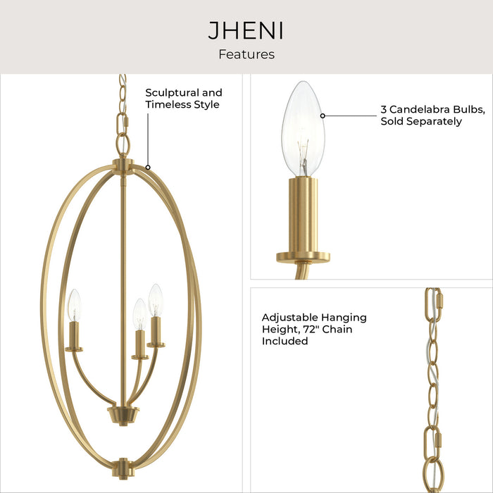Myhouse Lighting Progress Lighting - P500513-191 - Three Light Foyer Pendant - Jheni - Brushed Gold