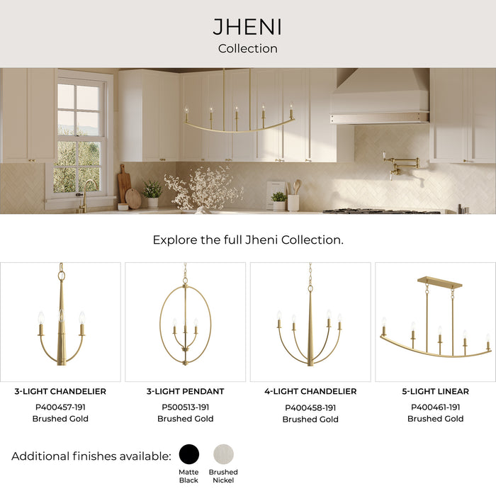 Myhouse Lighting Progress Lighting - P500513-191 - Three Light Foyer Pendant - Jheni - Brushed Gold