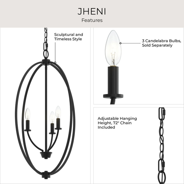 Myhouse Lighting Progress Lighting - P500513-31M - Three Light Foyer Pendant - Jheni - Matte Black
