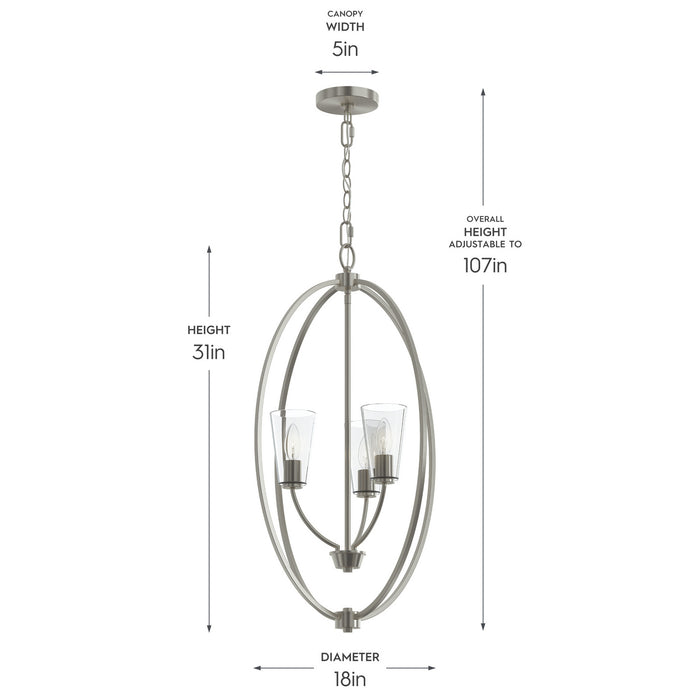 Myhouse Lighting Progress Lighting - P500512-009 - Three Light Foyer Pendant - Jheni - Brushed Nickel