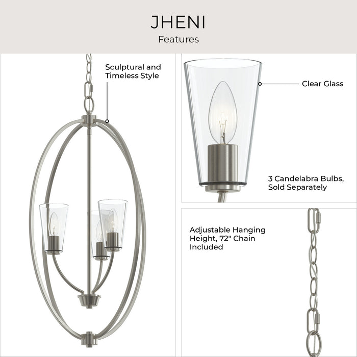 Myhouse Lighting Progress Lighting - P500512-009 - Three Light Foyer Pendant - Jheni - Brushed Nickel