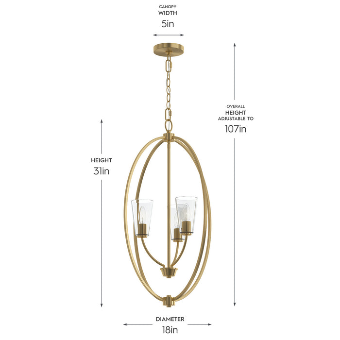 Myhouse Lighting Progress Lighting - P500512-191 - Three Light Foyer Pendant - Jheni - Brushed Gold