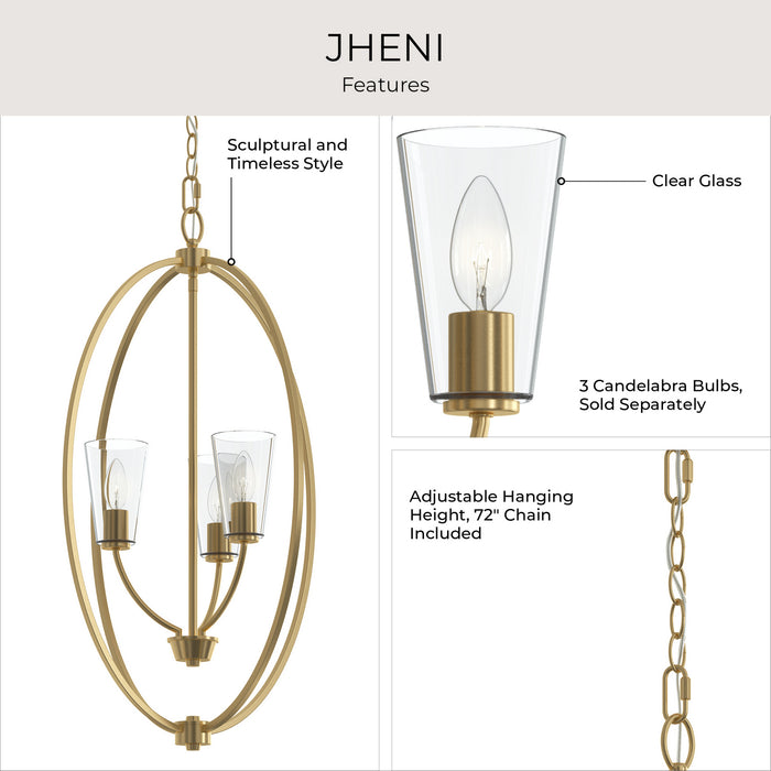 Myhouse Lighting Progress Lighting - P500512-191 - Three Light Foyer Pendant - Jheni - Brushed Gold