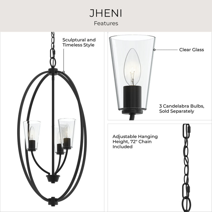 Myhouse Lighting Progress Lighting - P500512-31M - Three Light Foyer Pendant - Jheni - Matte Black